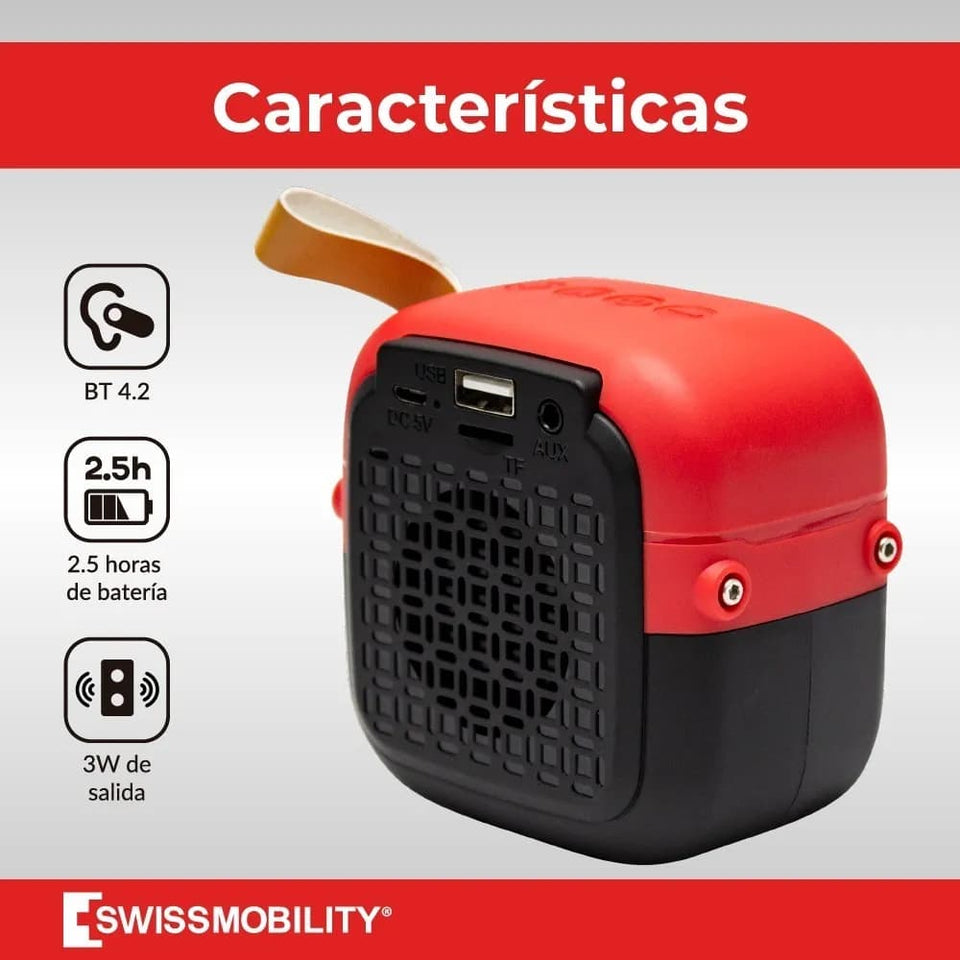 Par de Bocinas Bluetooth portátil, Swissmobility MSW-5RD