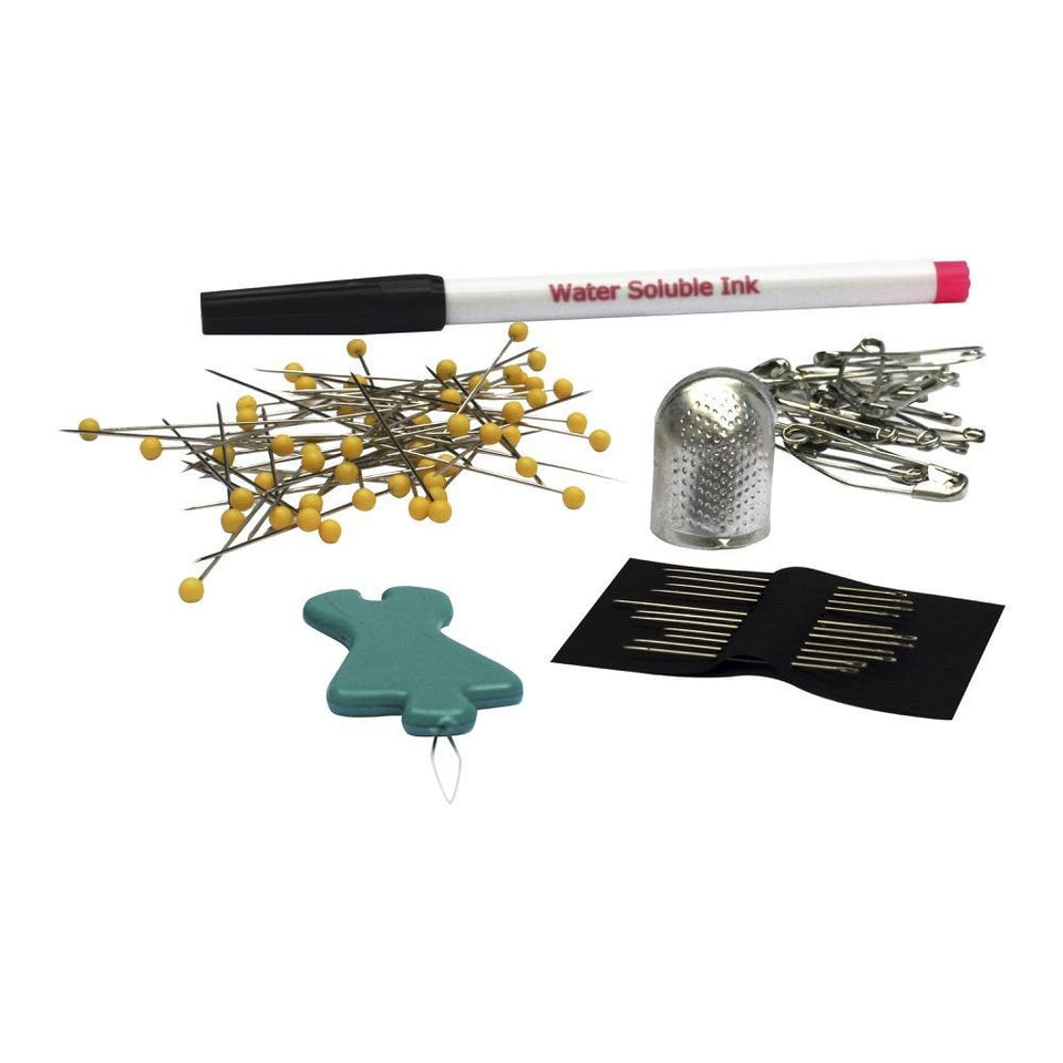 Kit de manualidades quilting y patchwork Singer, incluye: Tabla para corte de tela, Reglas de corte con medidas en pulgadas, seguros, Agujas, Dedal, Marcador para telas, ensartador de aguja manual