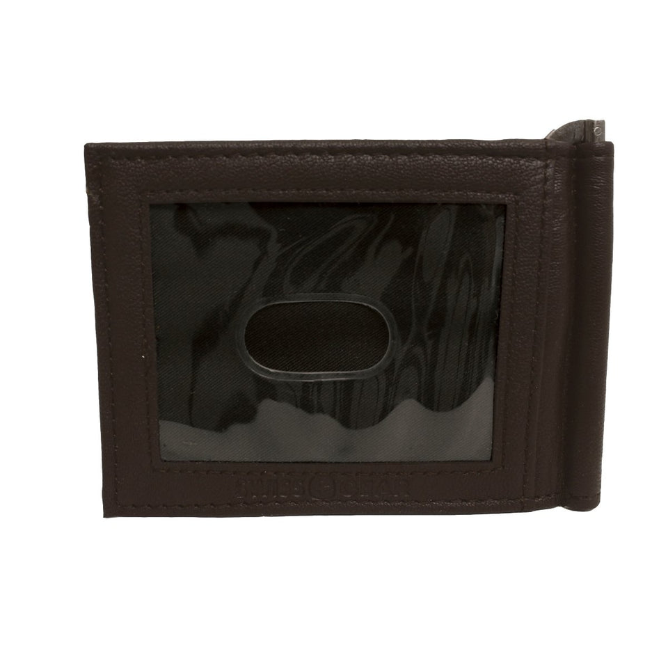 Billetera Swissgear Ego, SGW6139.70, color café, de cuero, con clip metálico