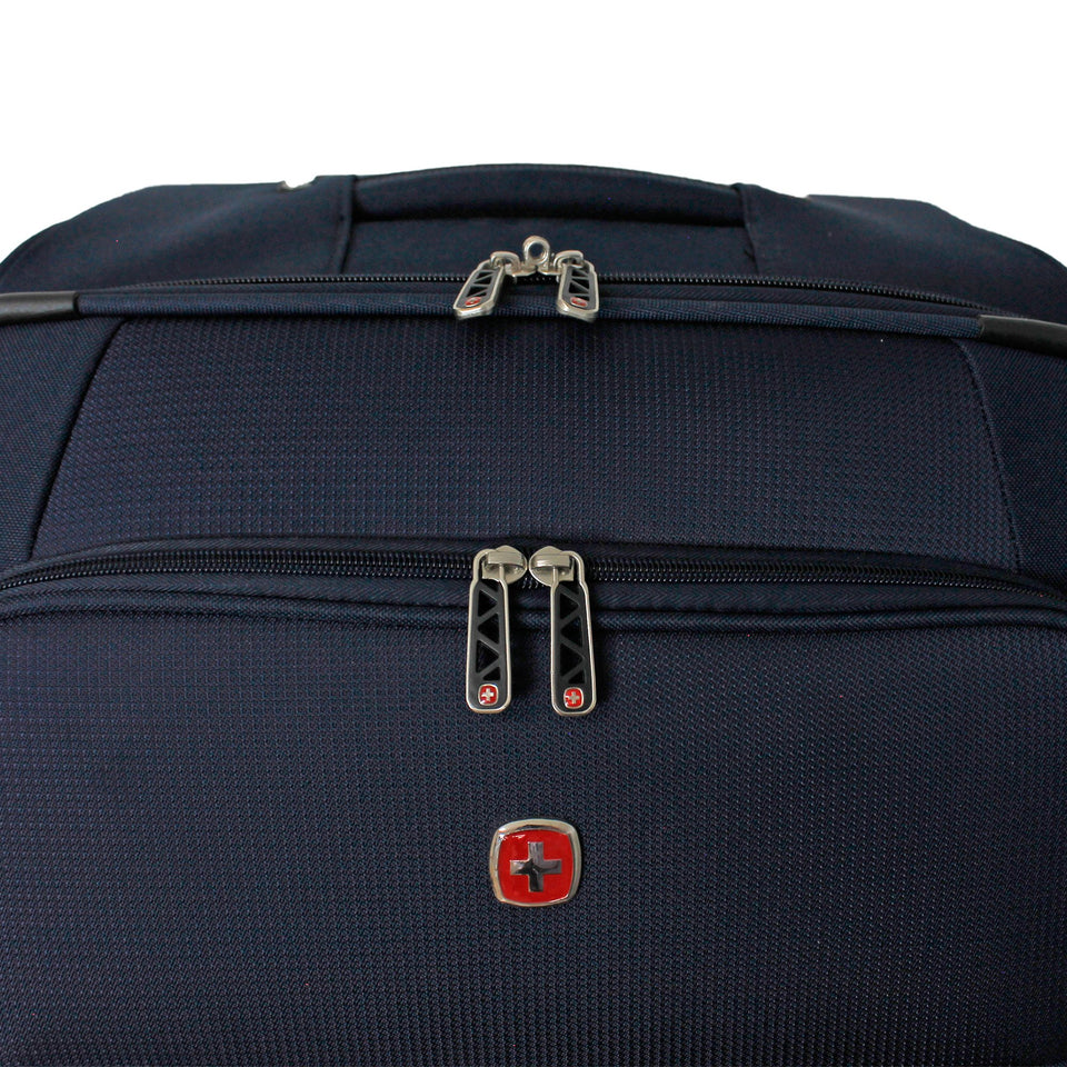 Maleta suave Wenger Cambridge, capacidad de 28", WGR6561333177 , color azul marino, expandible, portatraje incluido, de 8 ruedas multidireccionales, con identificador de vinil