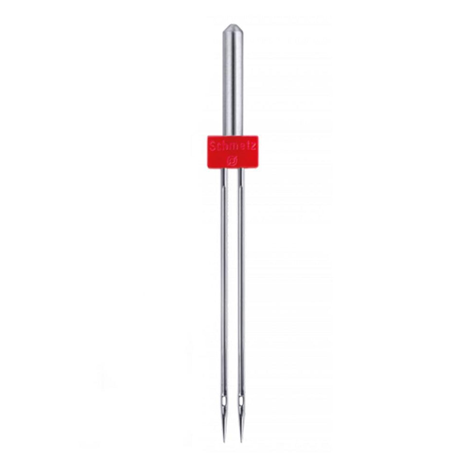 Aguja Schmetz gemela universal para máquina de coser, 130-705 H ZWI, distancia de 1.6 mm entre agujas