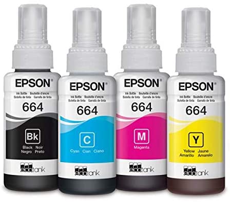 Combo de tinta Epson,T664120-AL, T664220-AL, T664320-AL, T664420-AL,(Negro + Colores Cyan, Magenta y Amarillo), Tinta Original/EPT664-KIT