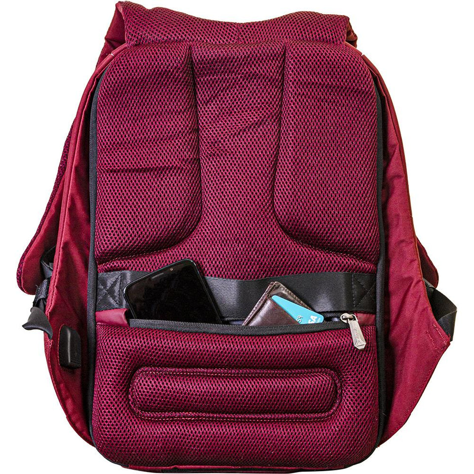 Mochila Backpack Skypeak Antirrobo Roja de 15,6" con funda repelente al agua y puerto USB de carga. SHIELD-115PO