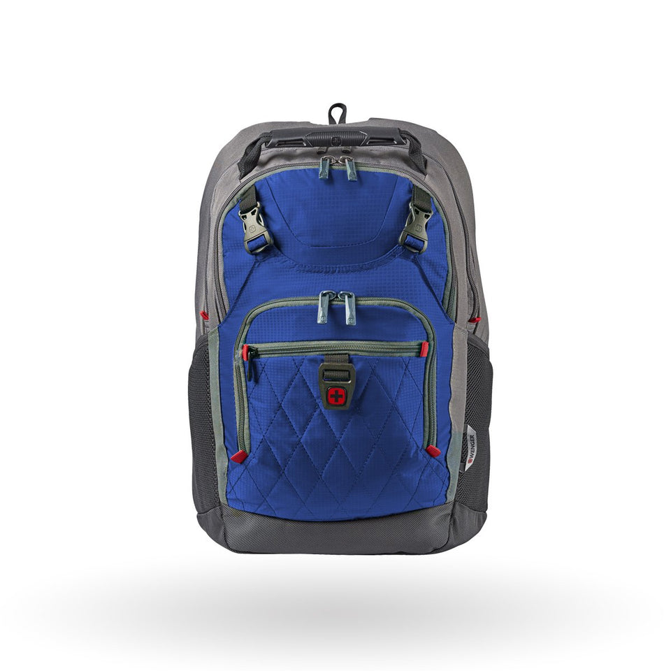 Mochila deportiva Wenger Priam, para laptop de 16", 602618, color azul con gris, tecnología air flow