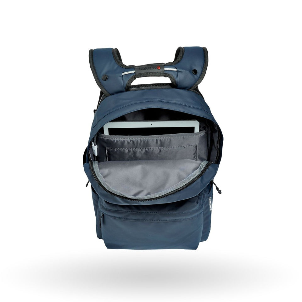 Mochila Wenger Photon, para laptop de 14", 605096, mochila azul, repelente al agua, sistema Pass-Thru.