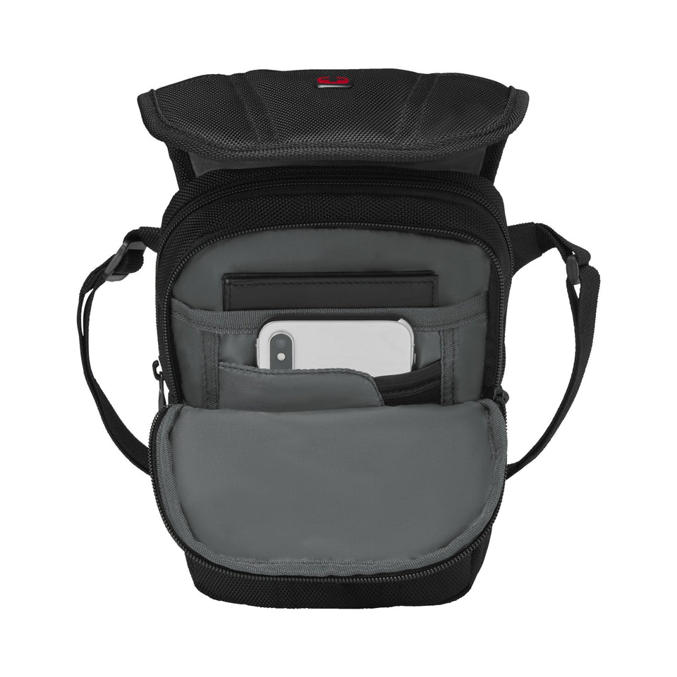 Bandolera Wenger Flapover Negra, 610176, porta accesorios
