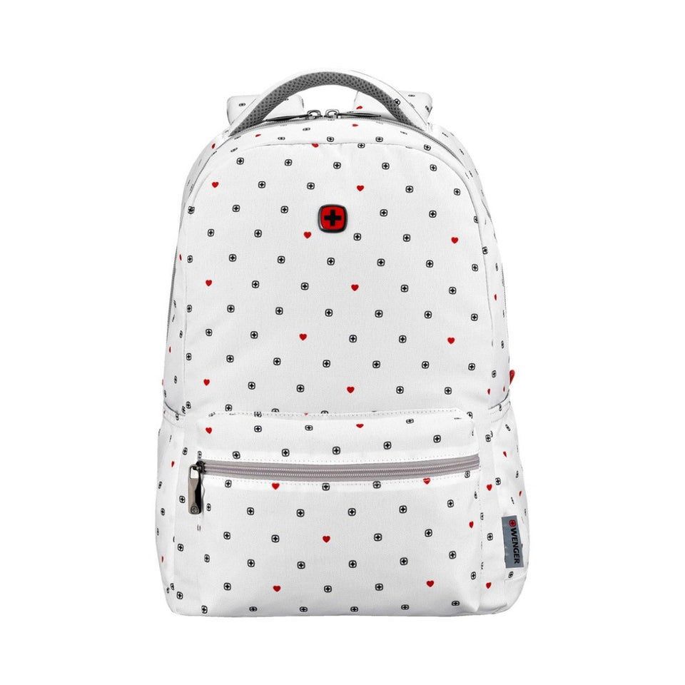 Mochila Wenger porta laptop Colleague, para laptop de 16", 610211, mochila blanca con corazones
