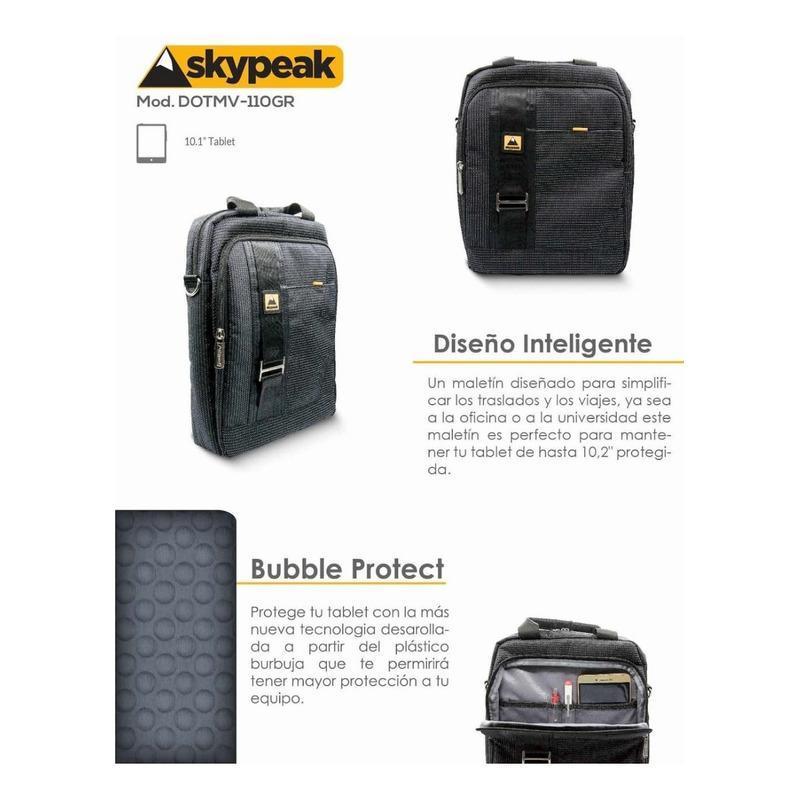 Skypeak Maletin Vertical 10,2puLG, Int. Burbuja Protectora/DOTMV-110GR