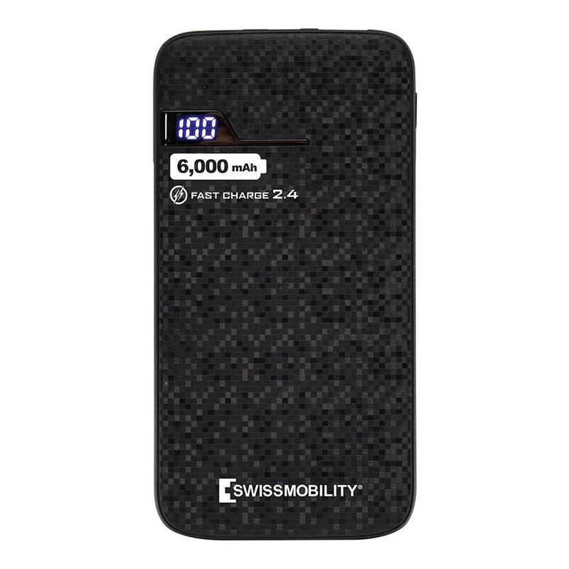 Power Bank Swissmobility 6000mah con entrada type-C de carga rápida PB-8606BK