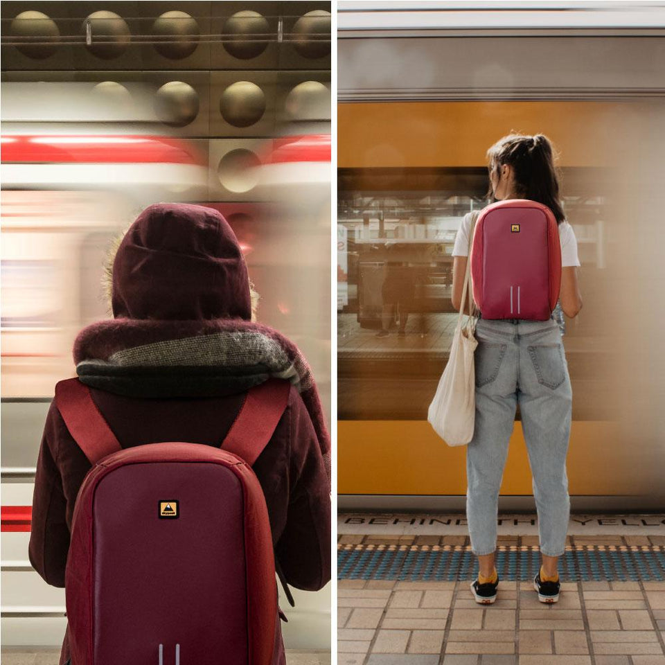 Mochila Backpack Skypeak Antirrobo Roja de 15,6" con funda repelente al agua y puerto USB de carga. SHIELD-115PO