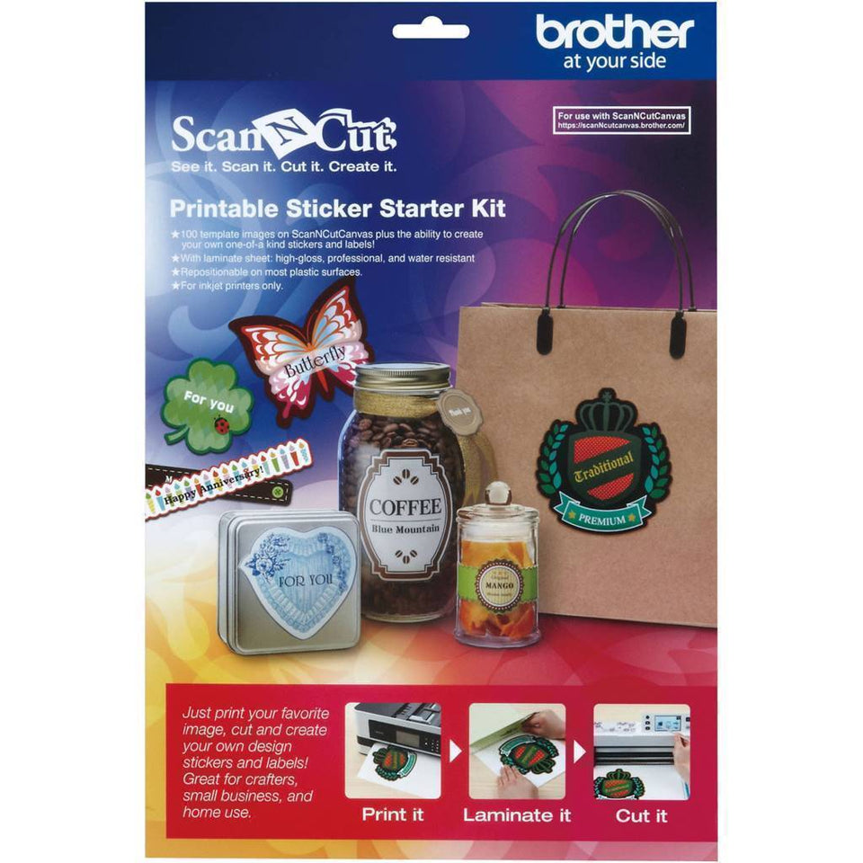 Kit de Estampas CAPSKIT1 Brother, 100 plantillas, incluye hojas de laminado, compatible con ScanNCut SDX