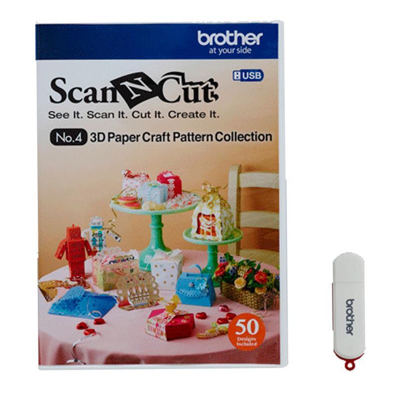 Colección de patrones de artesanía de papel en 3D en USB No. 4 de Brother, con 50 patrones diferentes para ensamble, compatible con ScanNCut SDX