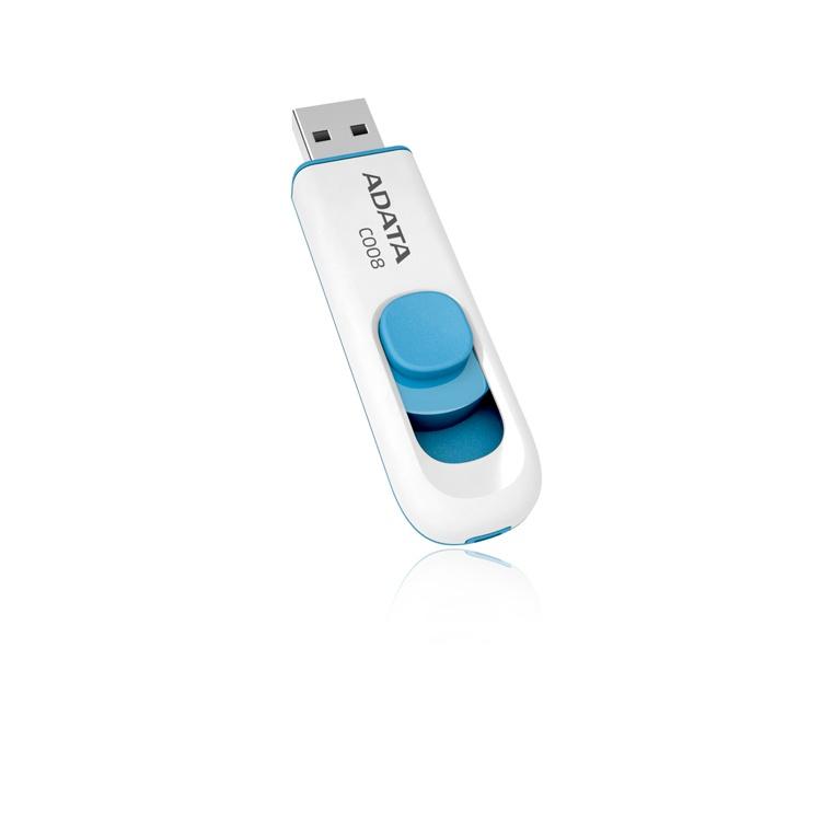 Memoria USB Adata C008, 16GB, USB 2.0, Azul/Blanco