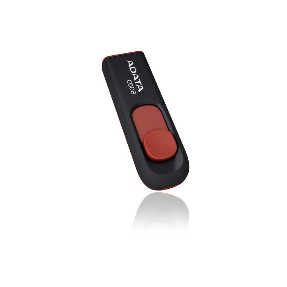 Memoria USB Adata C008, 64GB, USB 2.0, Negro/Rojo