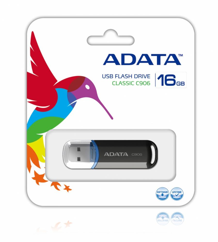 Memoria USB Adata C906, 16GB, USB 2.0, Negro
