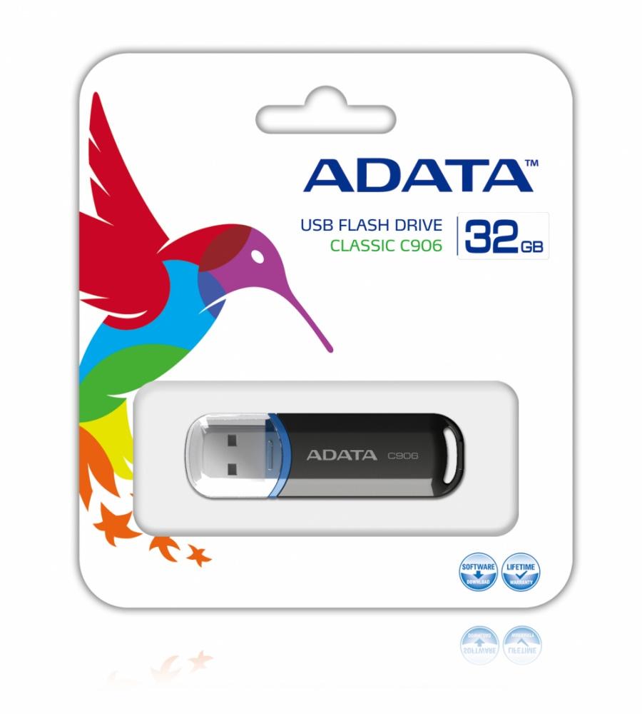 Memoria USB Adata C906, 32GB, USB 2.0, Negro