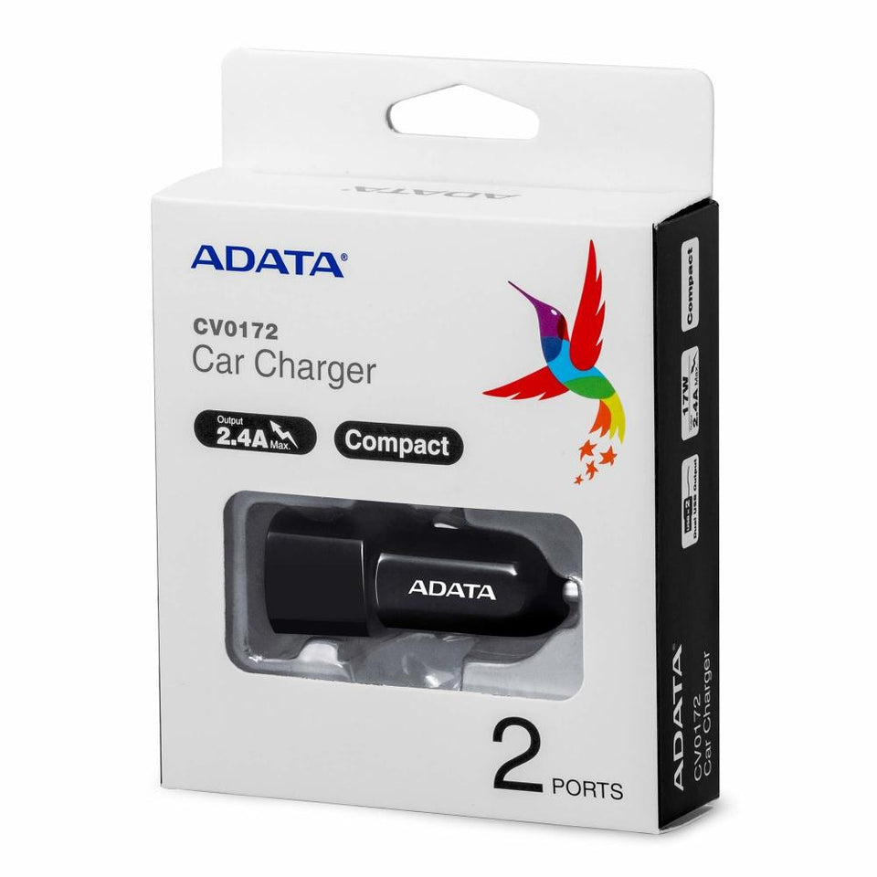 Adata Cargador para Auto ACV0172, 5V, 2 Puertos USB, Negro