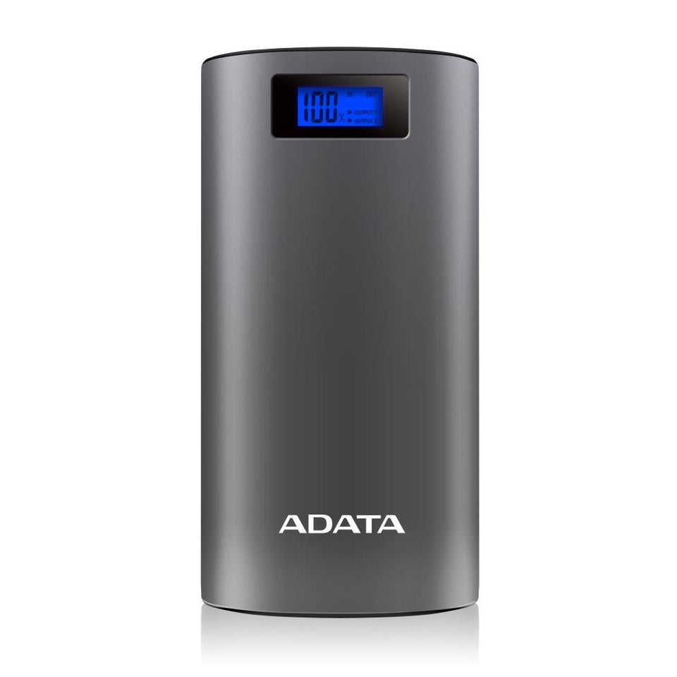 Cargador Portátil Adata Power Bank P20000D, 20.000mAh, Gris