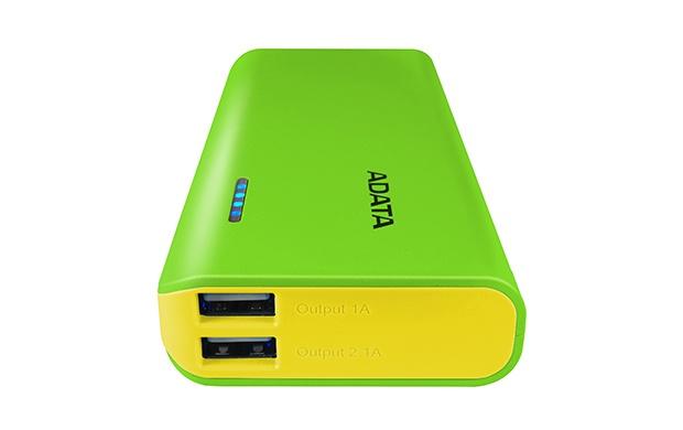 Cargador Portátil Adata PowerBank PT100, 10.000mAh, Verde/Amarillo
