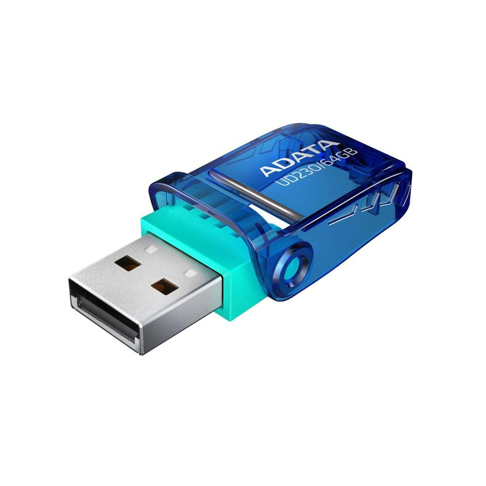 Memoria USB Adata UD230, 64GB, USB A 2.0, Azul