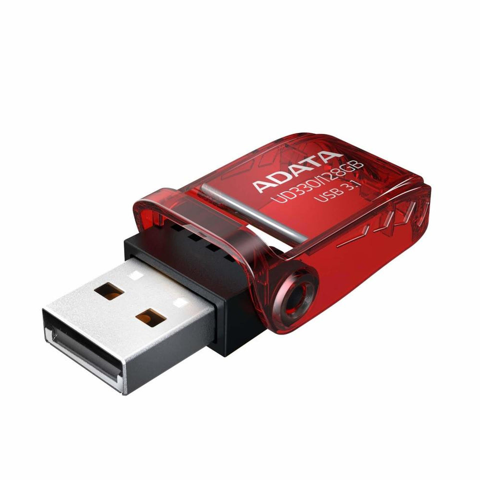 Memoria USB Adata UD330, 16GB, USB 3.2, Rojo