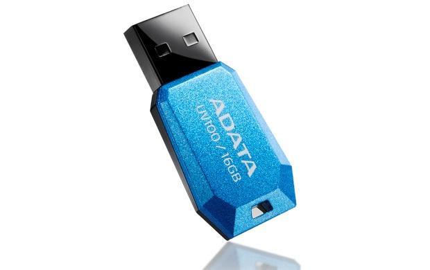 Memoria USB Adata DashDrive UV100, 16GB, USB 2.0, Azul