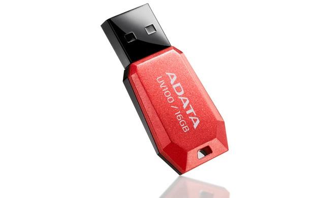 Memoria USB Adata DashDrive UV100, 16GB, USB 2.0, Rojo