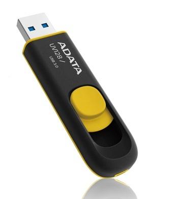 Memoria USB Adata DashDrive UV128, 32GB, USB 3.0, Negro/Amarillo