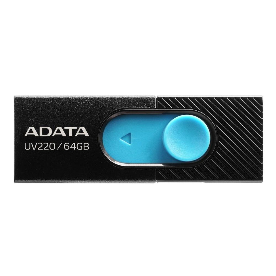Memoria USB Adata UV220, 64GB, USB 2.0, Negro/Azul
