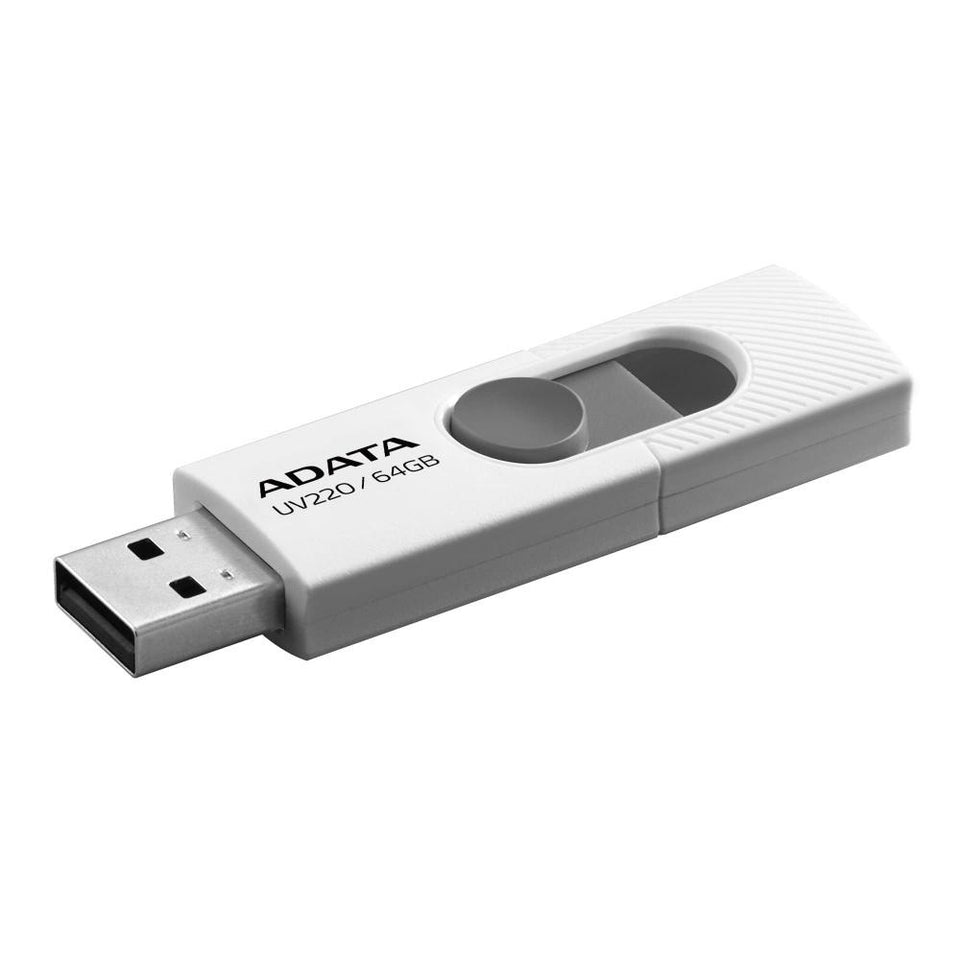 Memoria USB Adata UV220, 64GB, USB 2.0, Gris/Blanco