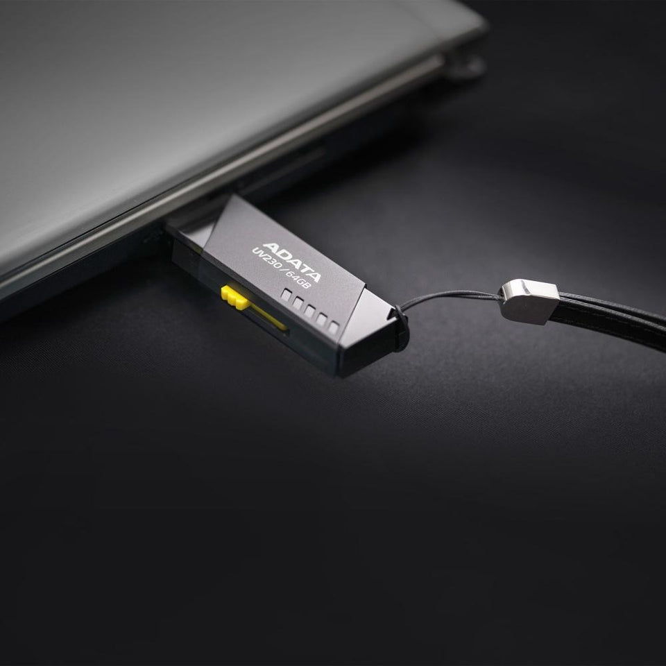 Memoria USB Adata UV230, 64GB, USB 2.0, Negro