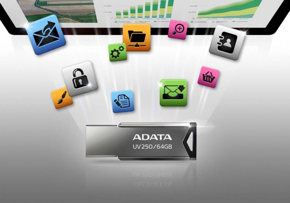 Memoria USB Adata UV250, 32GB, USB 2.0, Plata