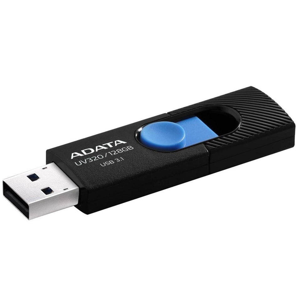 Memoria USB Adata UV320, 128GB, USB A 3.1, Negro/Azul