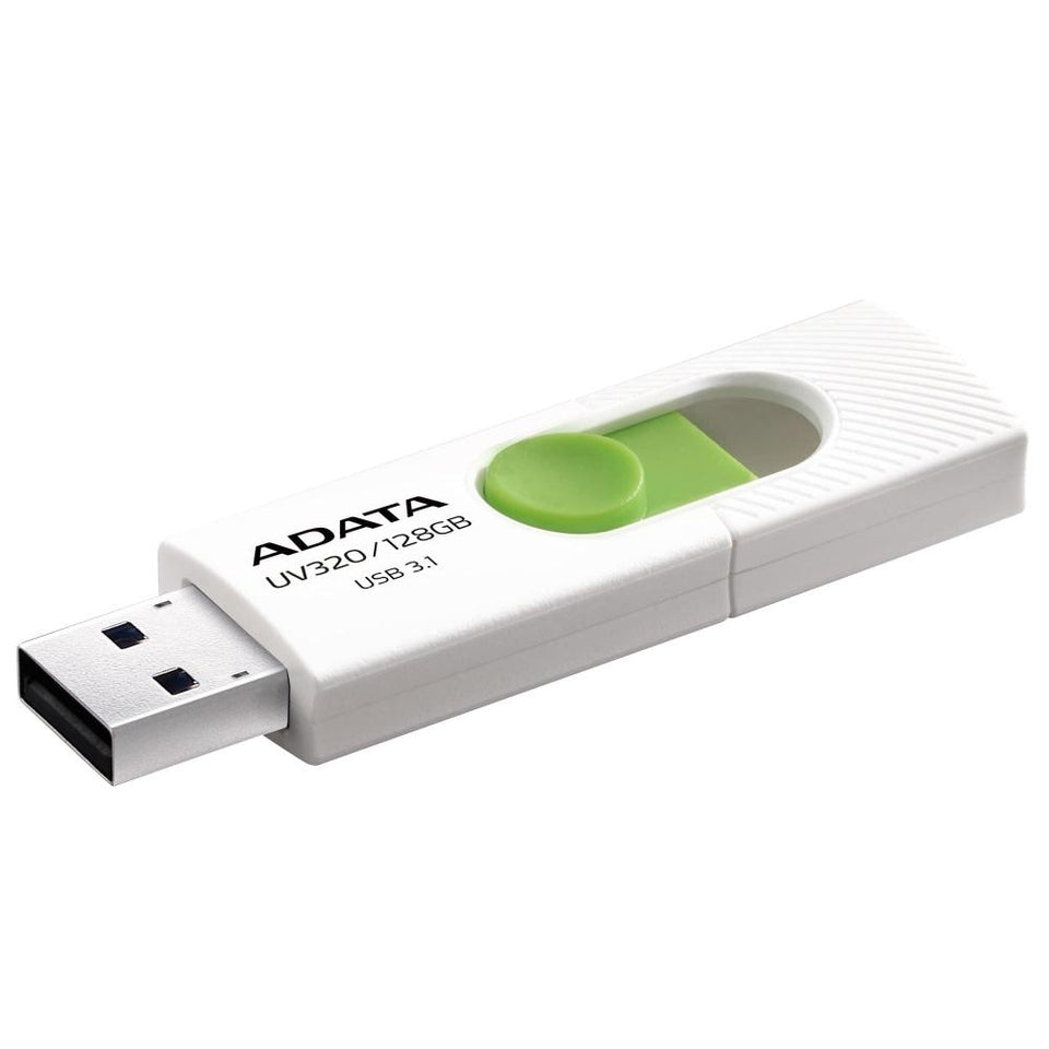 Memoria USB Adata UV320, 128GB, USB A 3.1, Verde/Blanco