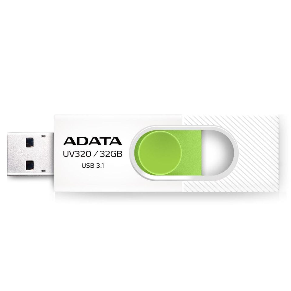 Memoria USB Adata UV320, 32GB, USB 3.1, Verde/Blanco