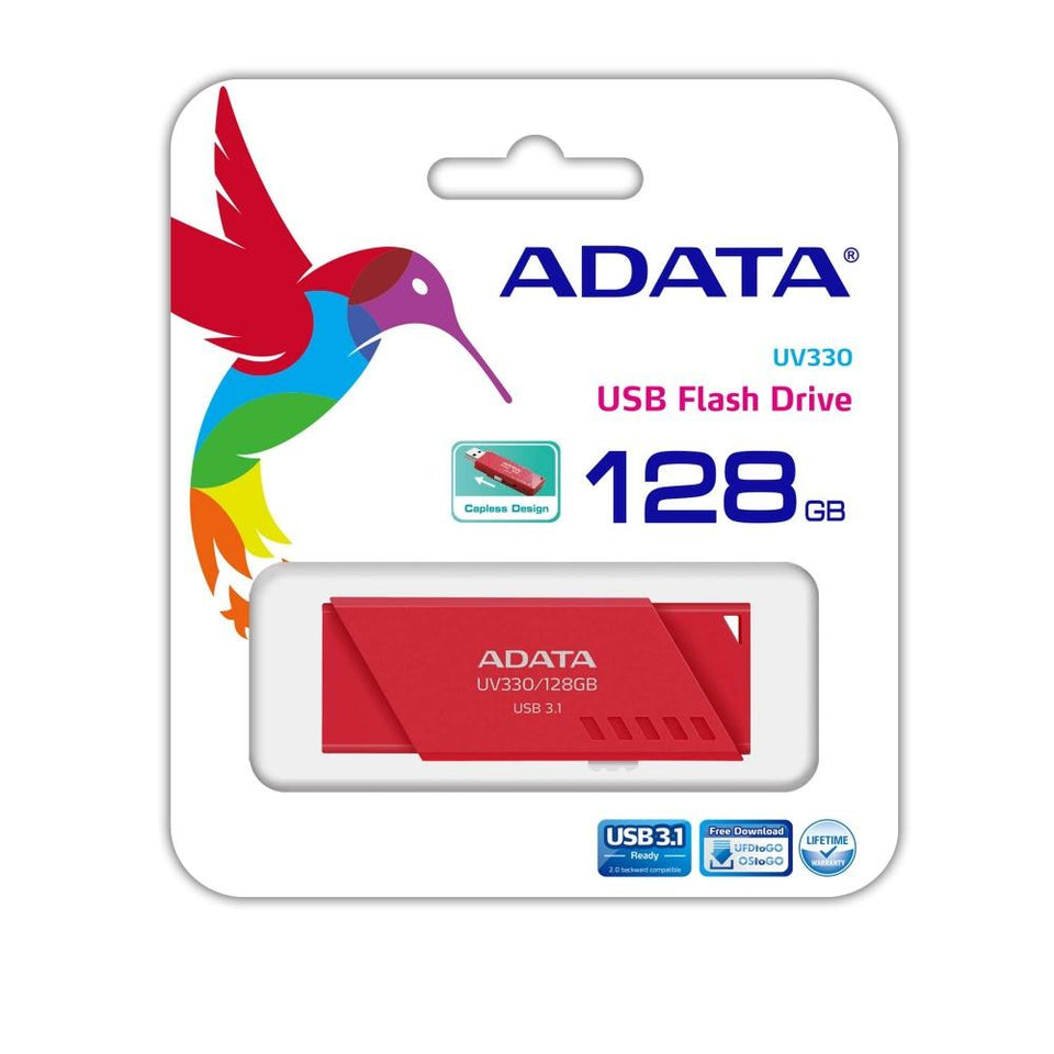 Memoria USB Adata UV330, 128GB, USB 3.0, Rojo