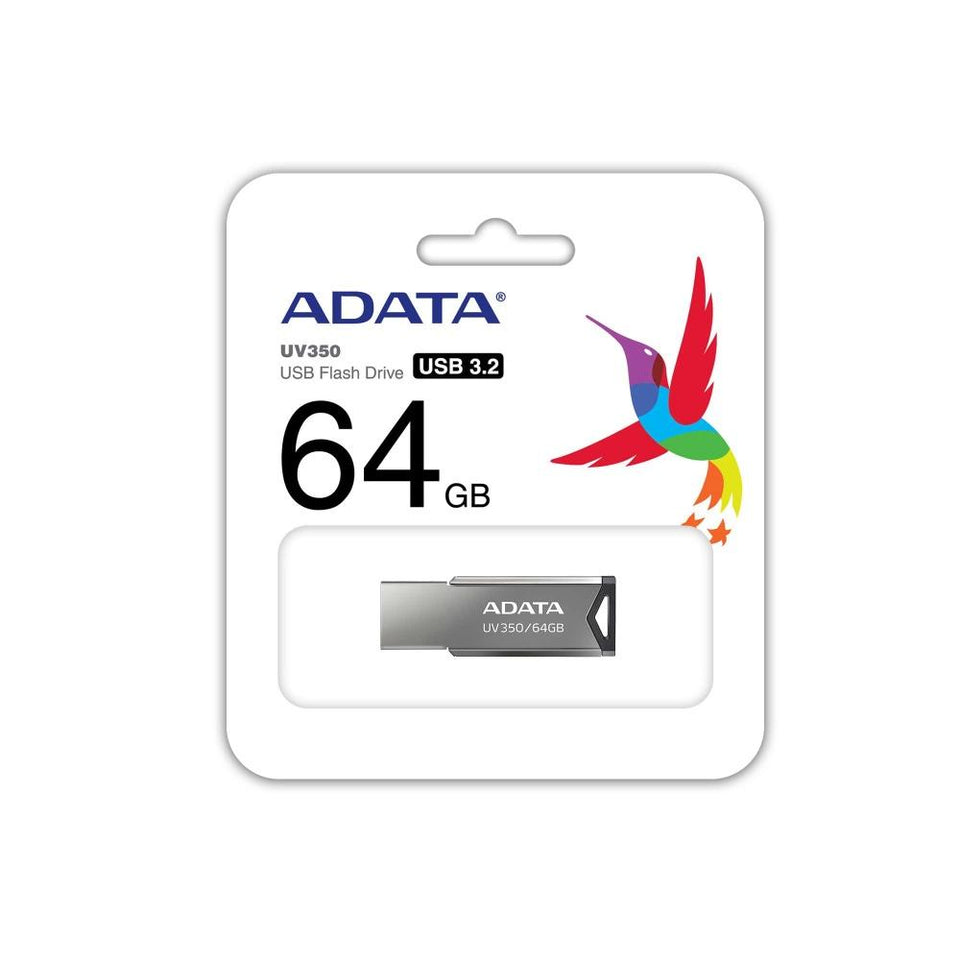 Memoria USB Adata UV350, 64GB, USB 3.0, Plata