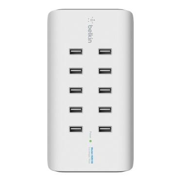 Belkin Cargador de Pared  RockStar, 2.4A, 10x USB 2.0, Negro/Blanco