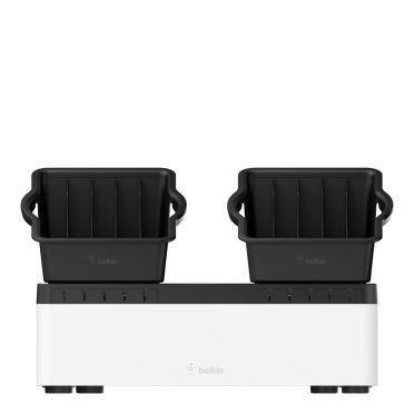 Belkin Estación de Carga Store and Charge Go, 10x USB, Negro/Blanco