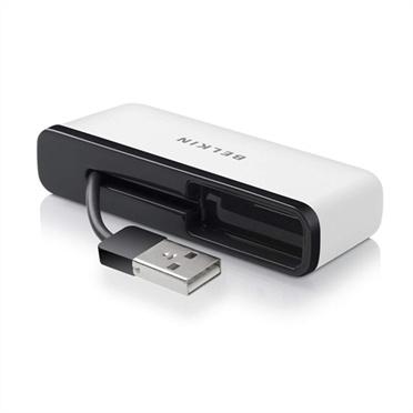 Belkin Hub Travel USB 2.0 Macho - 3x USB 2.0 Hembra, 480 Mbit/s, Negro/Blanco