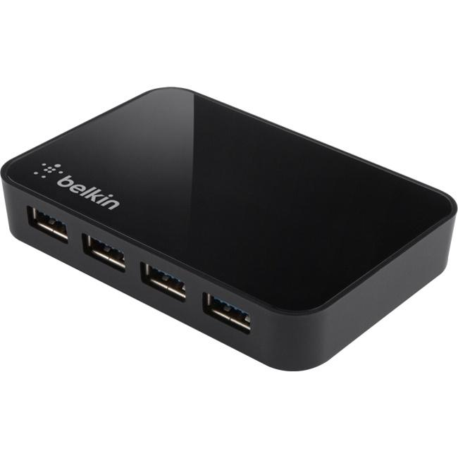 Belkin Hub SuperSpeed USB 3.1 de 4 Puertos, 5000 Mbit/s, Negro