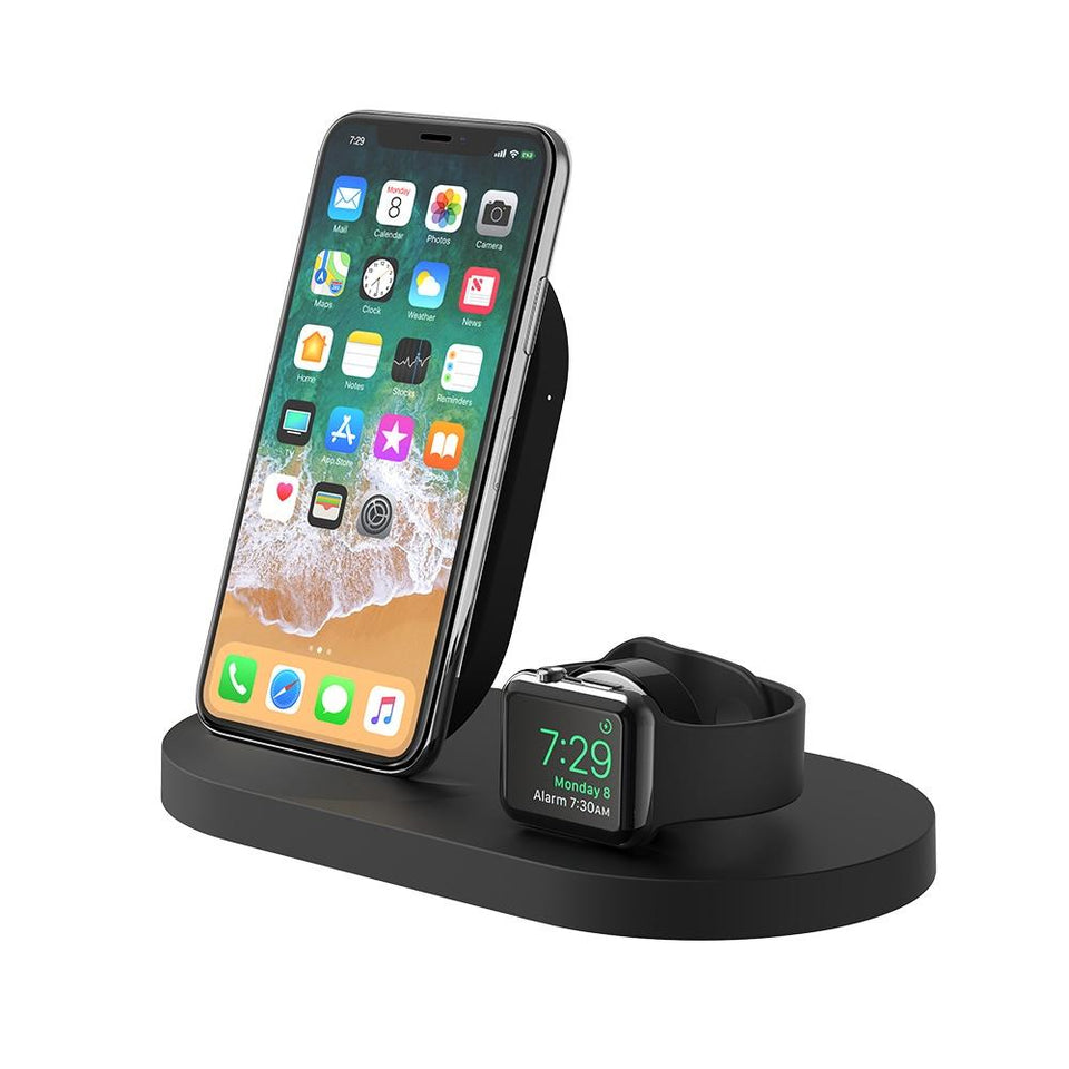 Belkin Cargador Inalámbrico Duo BOOSTUP, para Apple Watch/iPhone X, Negro