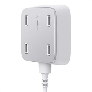 Belkin Cargador de Pared Family RockStar, 5.4A, 4x USB 2.0, Plata/Blanco