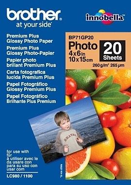 Brother Papel Fotografico BP71GP20, 4" x 6", 20 Hojas