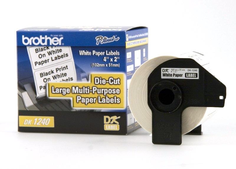 Brother DK-1240 Rollo de Etiqueta Blanco de 2'' x 4'', 600 Etiquetas