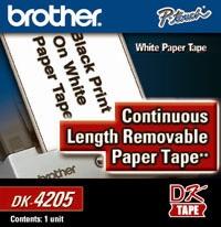 Brother Rollo de Cinta de Papel Removible Blanco DK-4205, 62mm