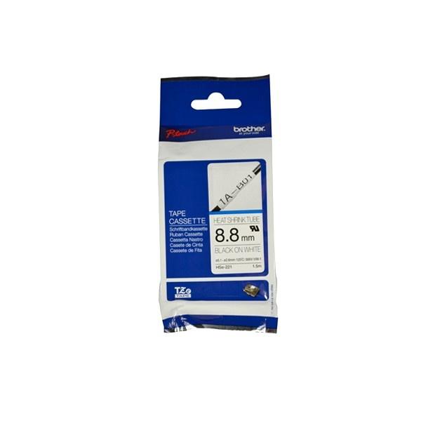 Cinta Brother HSE-221 Negro sobre Blanco, 8.8mm x 1.5m