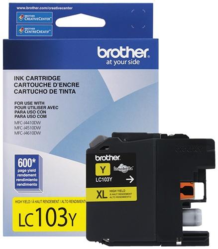 Cartucho Brother LC103Y Amarillo, 600 Páginas