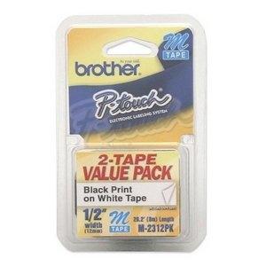 Cinta Brother M2312PK Negro sobre Blanco, 1.2mm x 8m, 2 Piezas