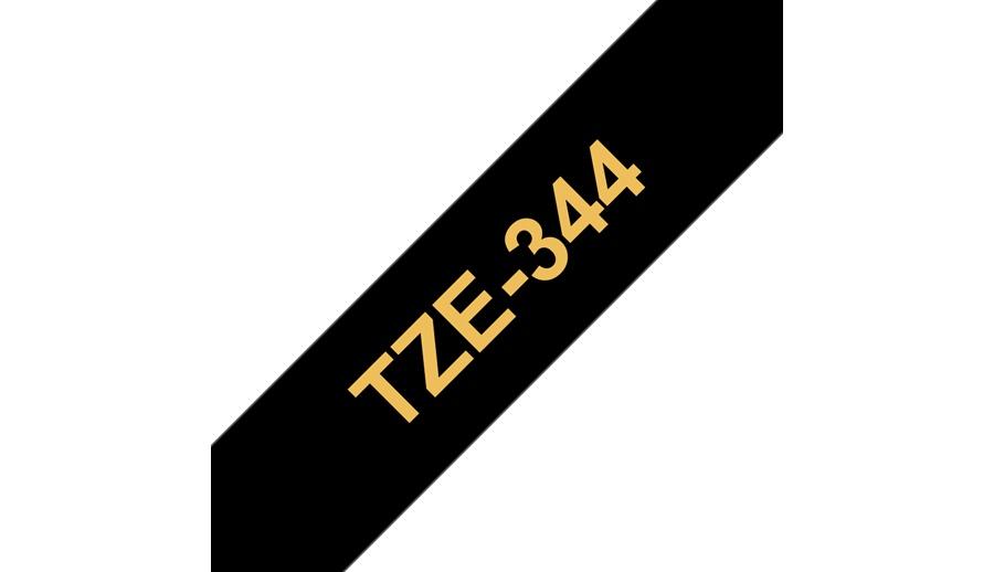 Cinta Brother TZE344 Oro sobre Negro, 18mm x 8m
